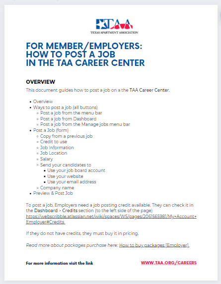 How to Post a Job in the TAA Career Center
