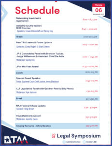 Legal Symposium Scheduled Agenda