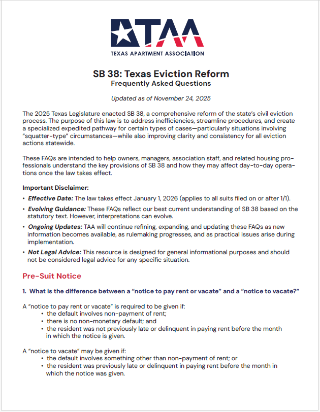 SB38 Texas Eviction Reform FAQs image